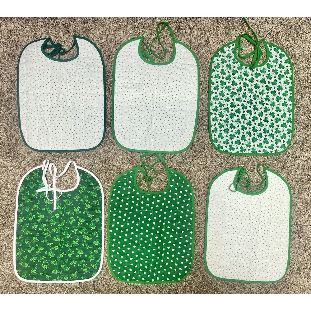 Lot Of‎ 6 Quilted Handmade St. Patrick's Day Baby Bibs Large Size 12